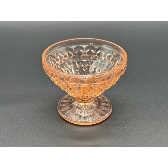 Vintage Jeannette Holiday Buttons & Bows Pink Depression Glass Sherbert Cups - Picture 4 of 9